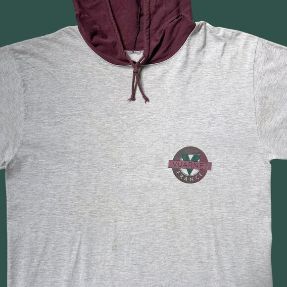 90s vintage Vuarnet hooded t-shirt single stitch hoodie retro french sportswear. - Picture 3 of 7